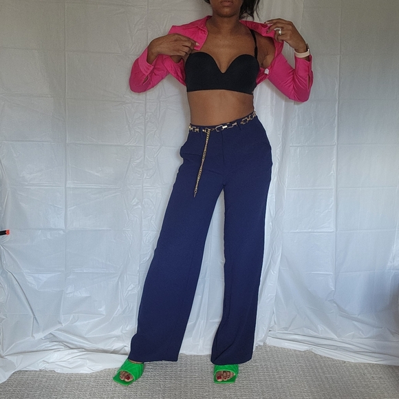 Forever 21 Pants - Forever 21 Contemporary Navy Wide-Leg Pants